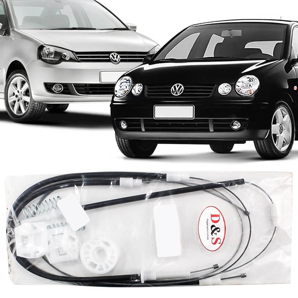 Kit Reparo Maquina Vidro Eletrico Polo Hatch Sedan 2003 04 05 06 07 08 09 10 11 12 2013 Cabo Dianteiro