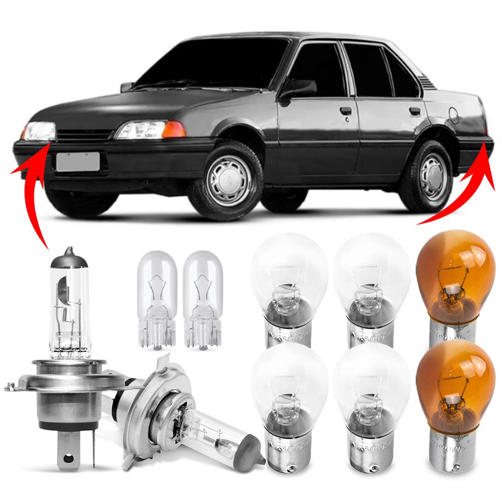Kit Lampada Para Farol e Lanterna Traseira Monza Tubarão 1991 92 93 94 95 1996 Comum Halogena Jogo