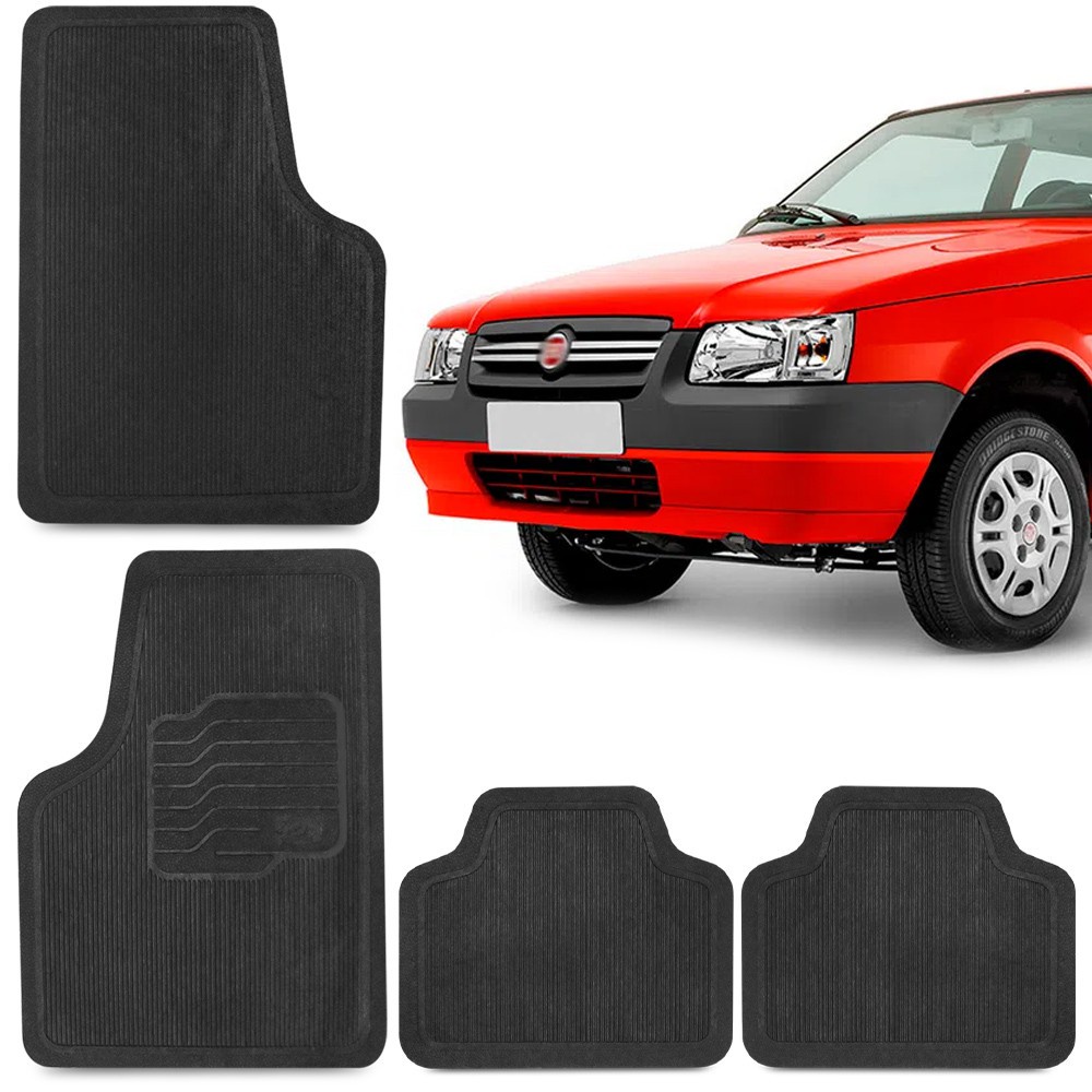 Jogo Tapete de Borracha Para Fiat Uno 100% Reciclavel 4 Peças