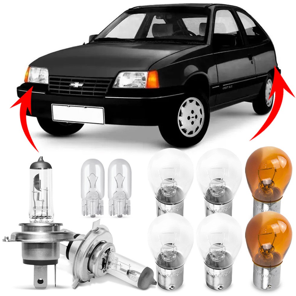 Kit Lampada Para Farol e Lanterna Traseira Kadett 1989 90 91 92 93 94 95 96 97 98 1999 Comum Halogena Jogo