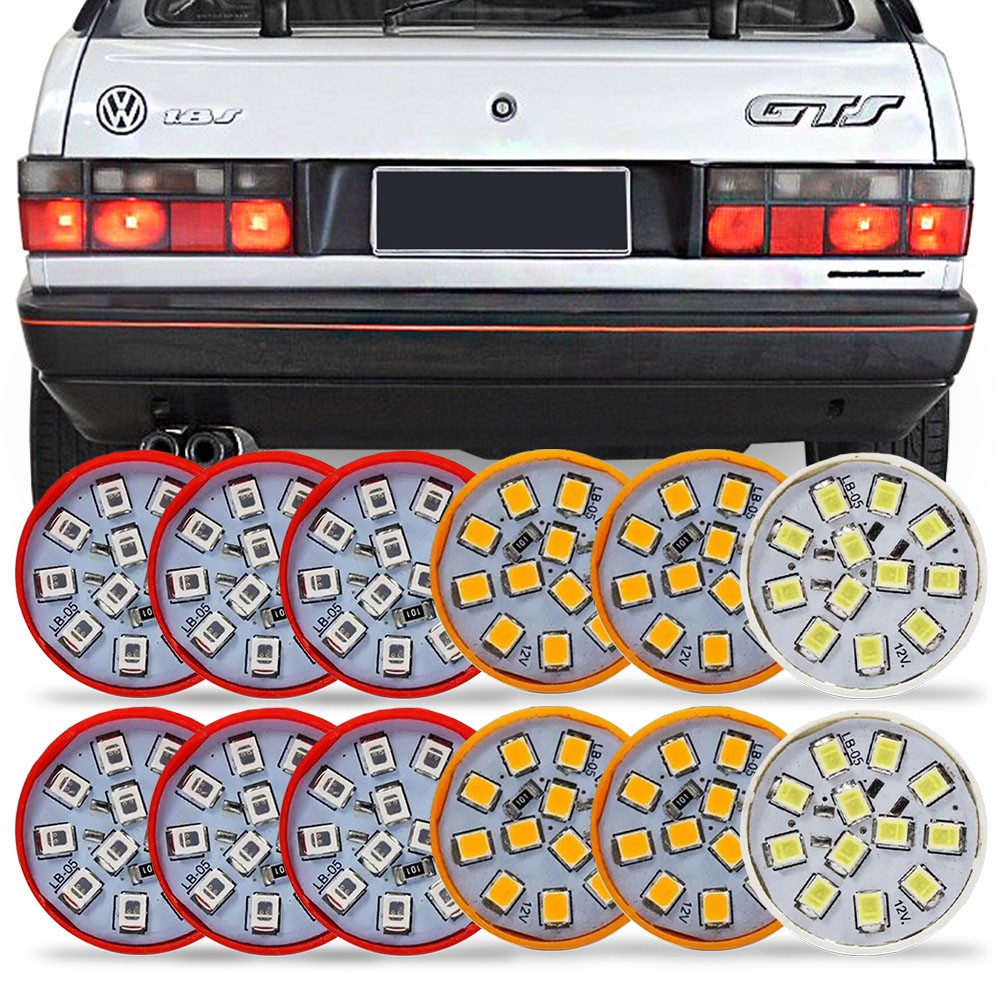 Kit 12 Lampadas de Led Para Lanterna Traseira Gol Quadrado 1987 1988 1989 1990 1991 1992 1993 1994