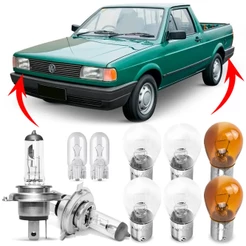 Kit Lampada Para Farol e Lanterna Traseira Saveiro Quadrada G1 1983 84 85 86 87 88 89 90 91 92 93 94 1995 Comum Halogena Jogo