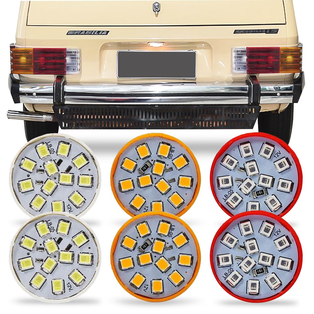 Kit 6 Lampadas de Led Para Lanterna Traseira Brasilia 1978 1979 1980 1981