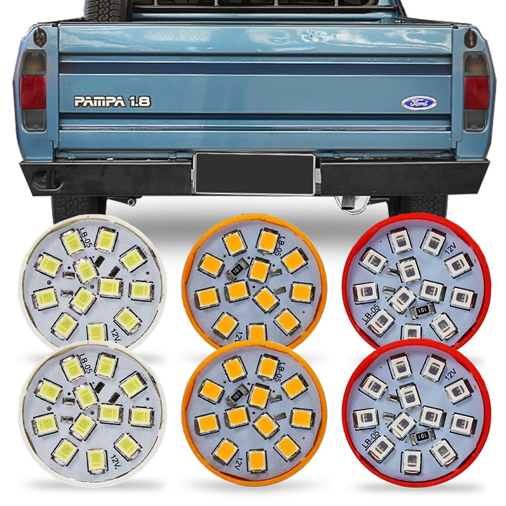 Kit 6 Lampadas de Led Para Lanterna Traseira Pampa 1985 86 87 88 89 90 91 92 93 94 95 96 1997