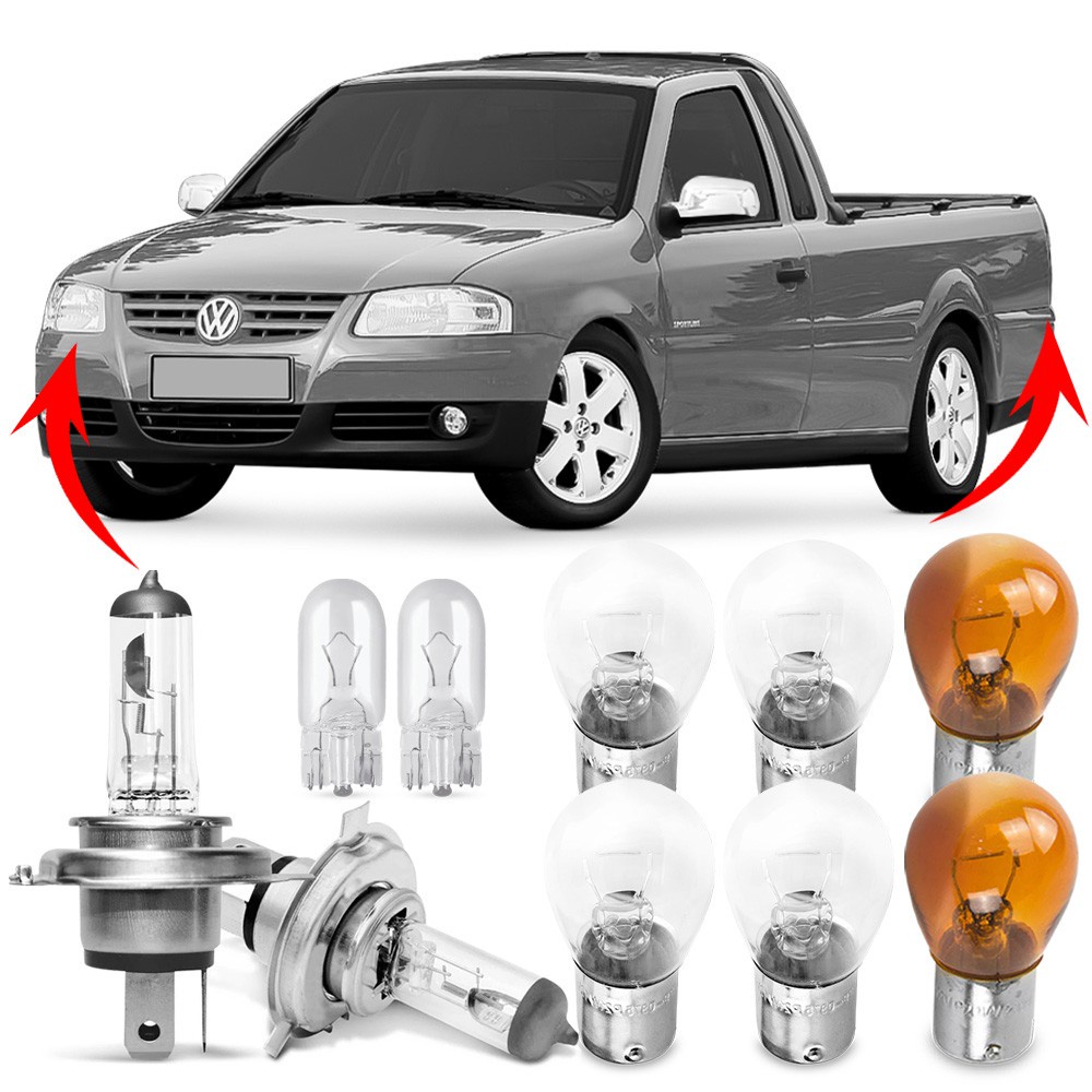 Kit Lampada Para Farol e Lanterna Traseira Saveiro G4 2006 2007 2008 2009 2010 Comum Halogena Jogo