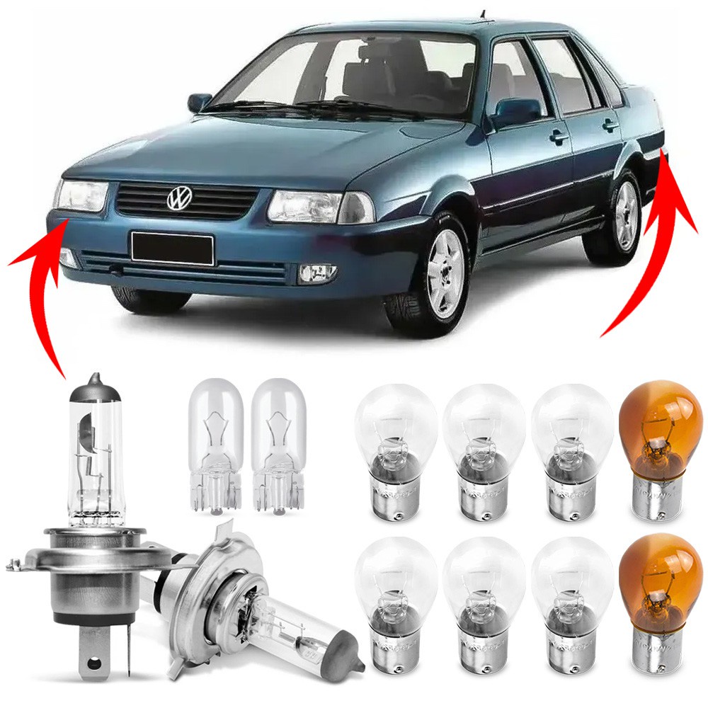 Kit Lampada Para Farol e Lanterna Traseira Santana 1999 00 01 02 03 04 05 2006 Comum Halogena Jogo