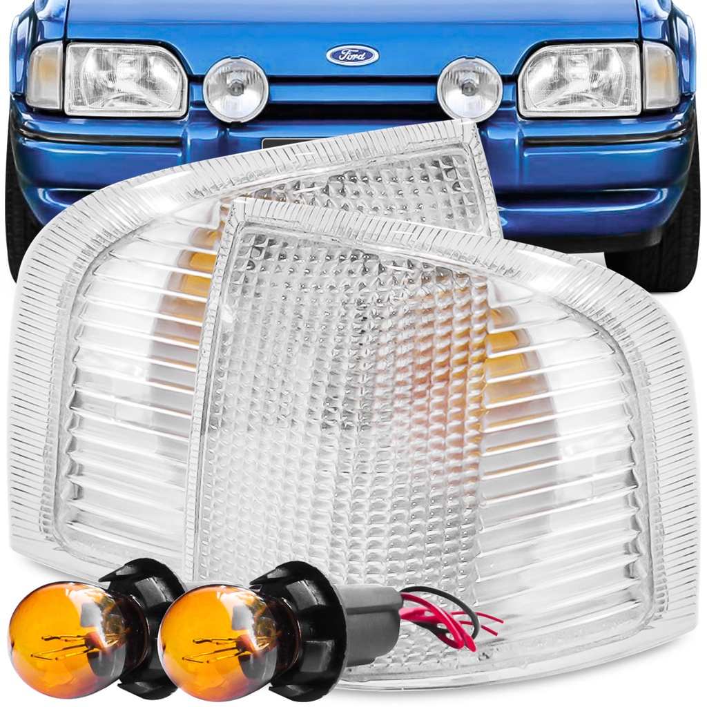 Kit Lanterna Diant Pisca Escort Verona Apollo 1987 A 1992 Cristal + Soquete Lampada 2 Polos Meia Luz na Seta Conjugado