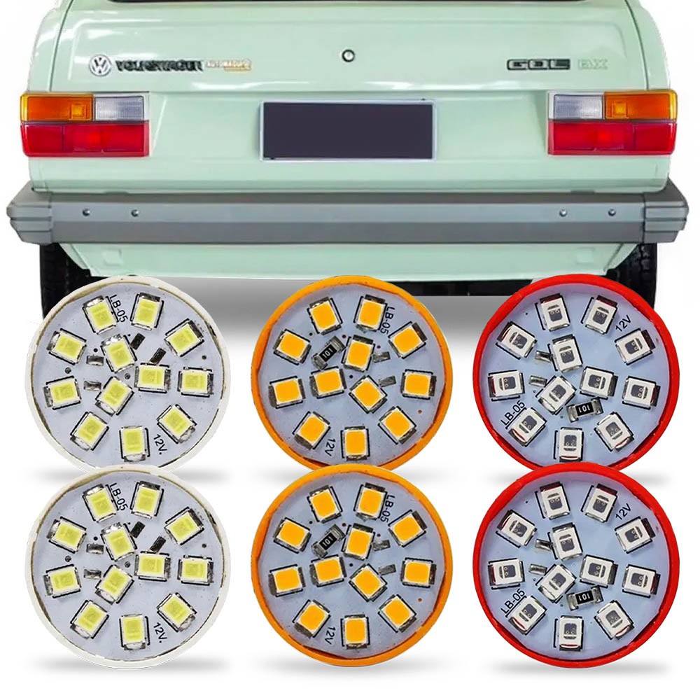 Kit 6 Lampadas de Led Para Lanterna Traseira Gol Bx Gt 1980 1981 1982 1983 1984 1985 1986