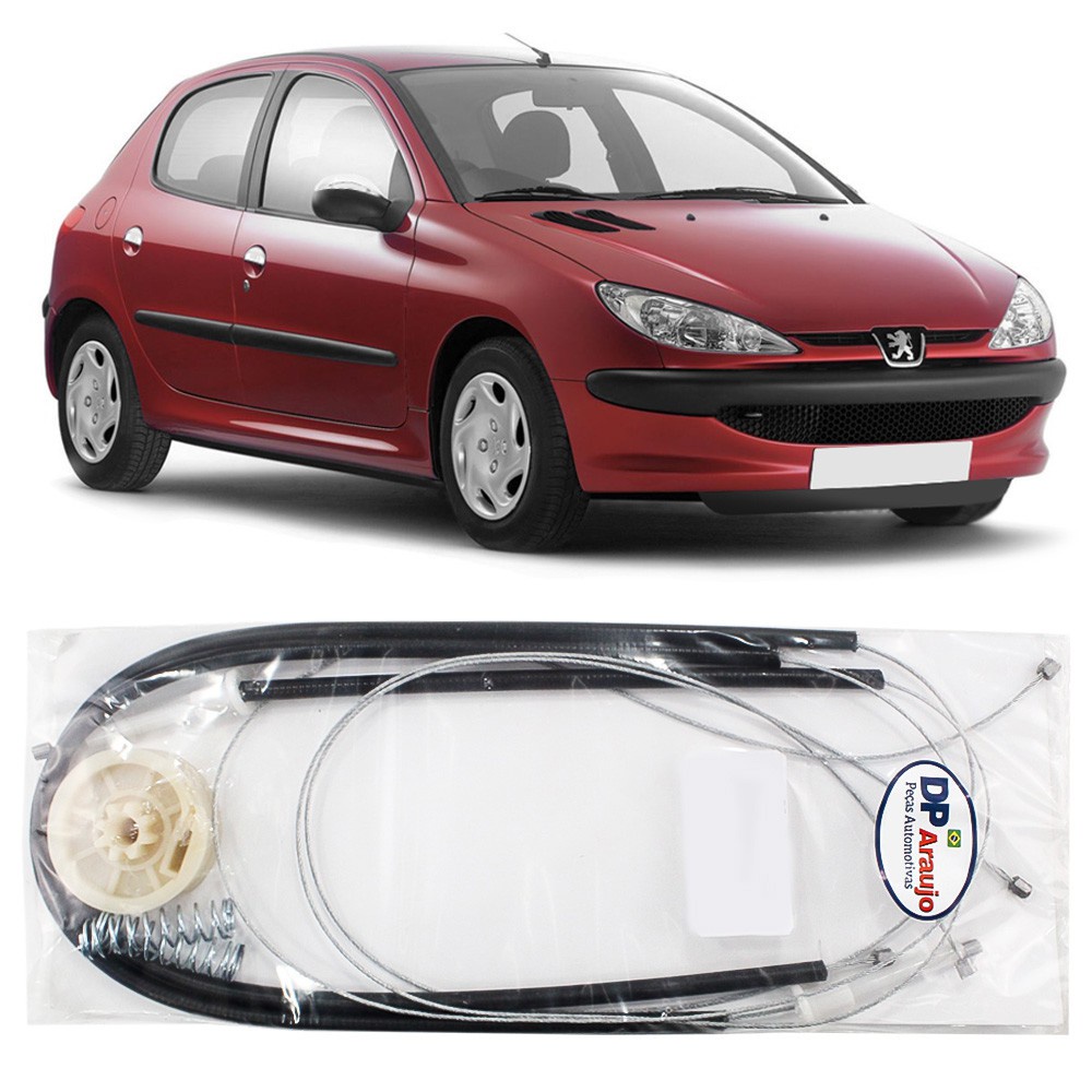 Kit Reparo Maquina Vidro Eletrico Peugeot 206 2001 02 03 04 05 06 07 08 09 2010 Cabo Dianteiro