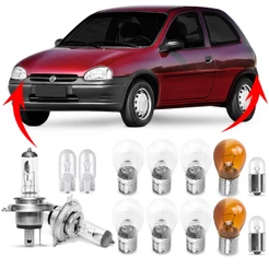 Kit Lampada Para Farol e Lanterna Traseira Corsa Wind 2 Portas 1994 95 96 97 98 1999 Comum Halogena Jogo