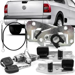 Kit Fechadura Tampa Traseira Caçamba Saveiro G5 2009 A 2013 Batente + Cilindro da Maçaneta Com Chave
