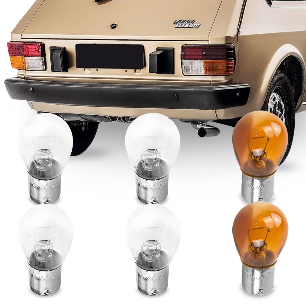 Jogo 6 Lampadas Comum Para Lanterna Traseira Fiat 147 1976 77 78 79 80 81 82 83 84 85 1986