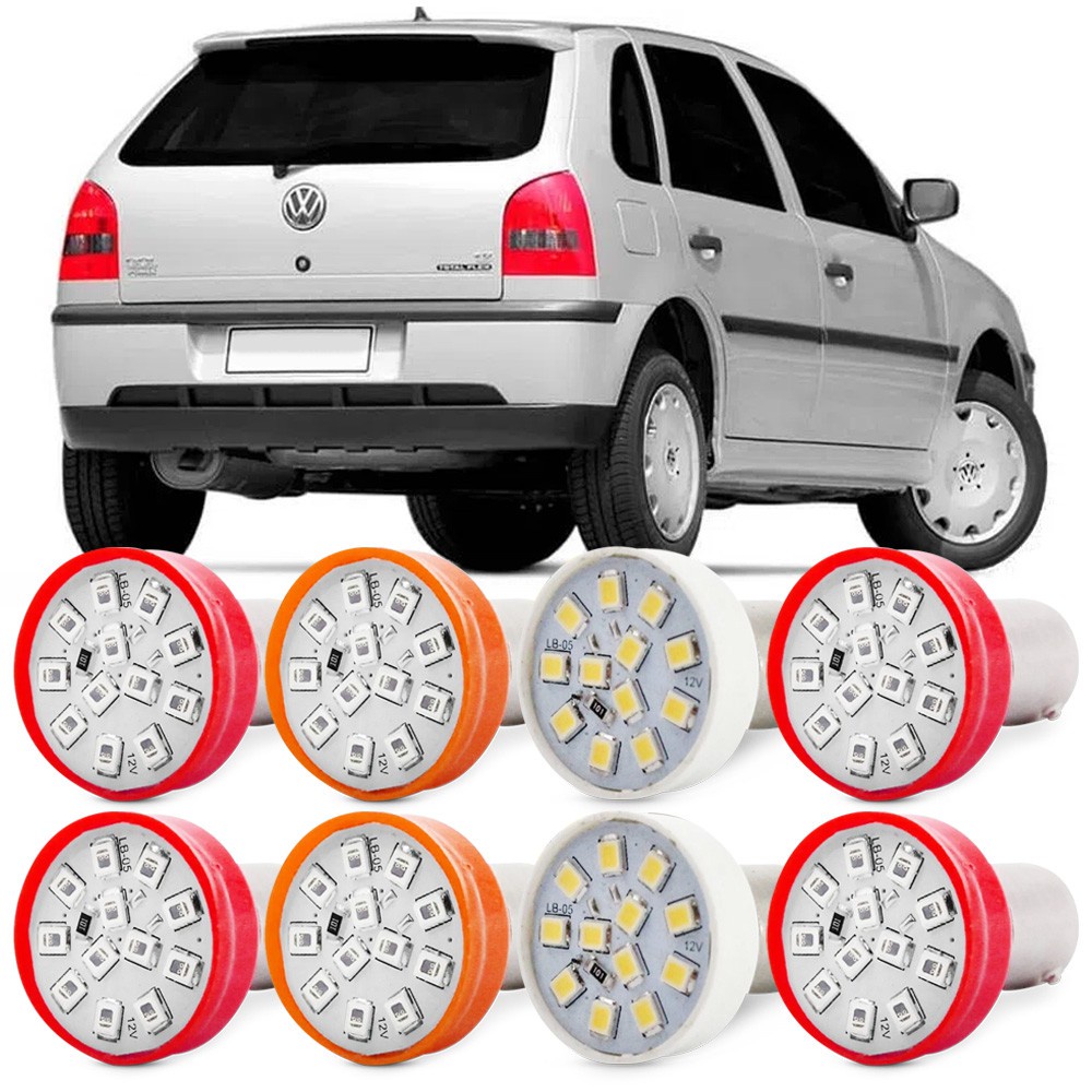 Kit 8 Lampadas de Led Lanterna Traseira Gol G3 2000 2001 2002 2003 2004 2005 Sinaleira Freio Seta Ré Neblina