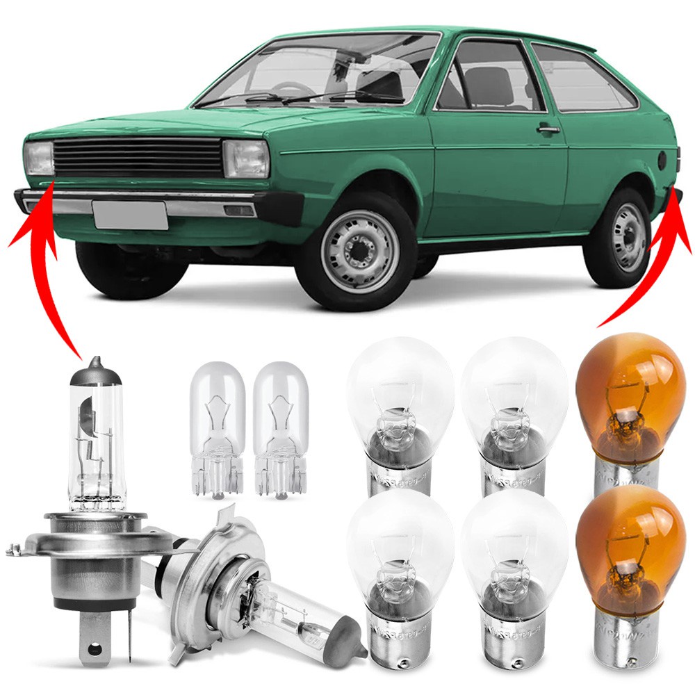 Kit Lampada Para Farol e Lanterna Traseira Gol Bx GT 1980 1981 1982 1983 1984 1985 1986 Comum Halogena Jogo
