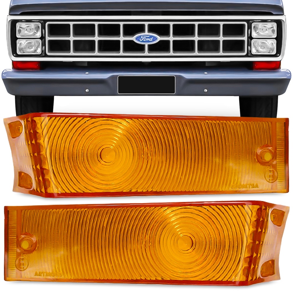 Par Lente Da Lanterna Dianteira F1000 F4000 1985 A 1991 Ambar