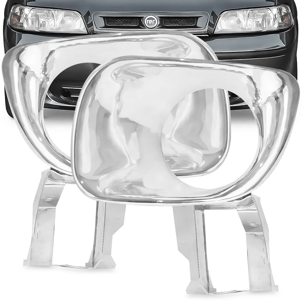Par Suporte Farol Milha Cromado Palio Siena Strada 01 02 03 Fire Moldura