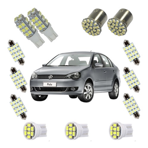 Led Pingo E Torpedo Vw Polo Farolete Placa Teto Ré Kit