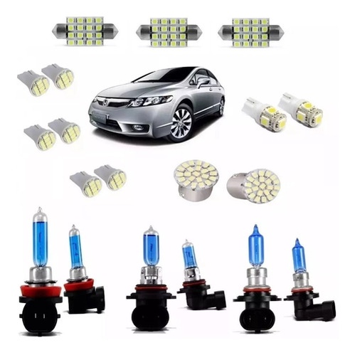 Kit Lampadas Super Branca Farol/milha + Led Honda New Civic