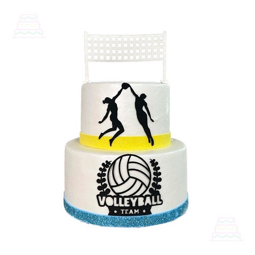 Bolo Fake Maquete Tema Esporte Vôlei Eva Com Topo - 20x15 Cm