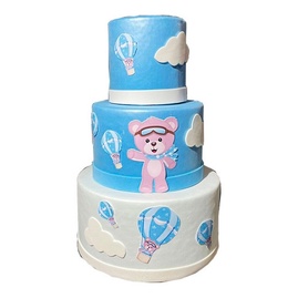 Bolo Fake Maquete Urso Ursinho Baloeiro Mod2 20x15x10 Cm