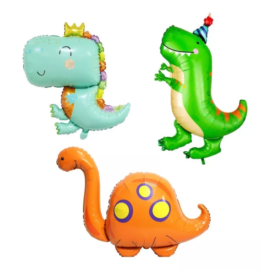 Kit C/ 3 Balão Metalizado Dinossauro Baby Gigante Festas Decoração Aniversário