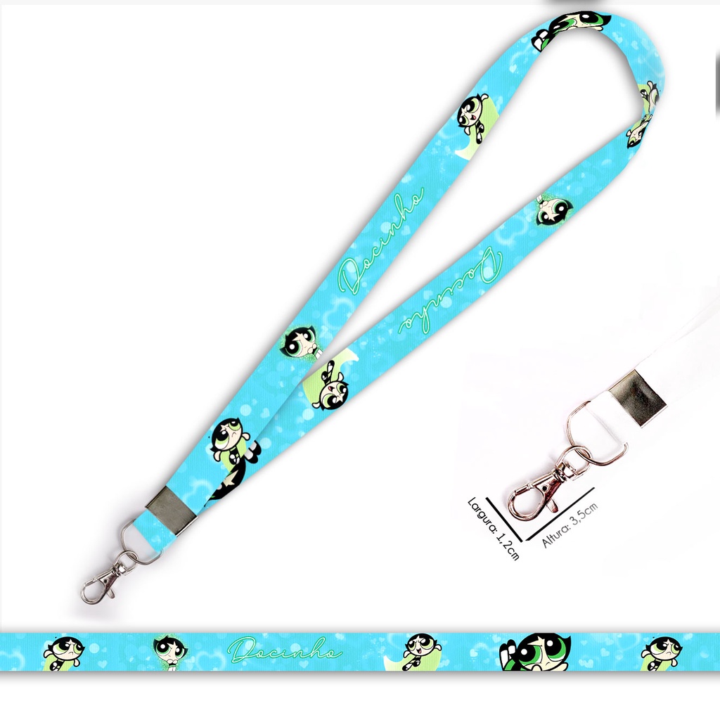Cordão personalizado Docinho Meninas Super Poderosas para crachá ou chaveiro com Mosquete