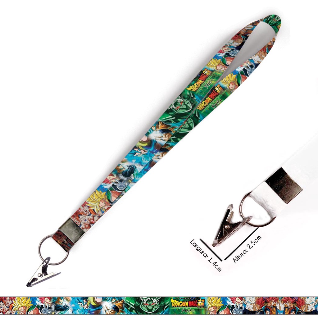 Cordão personalizado Dragon Ball Brolly para crachá ou chaveiro com Jacaré