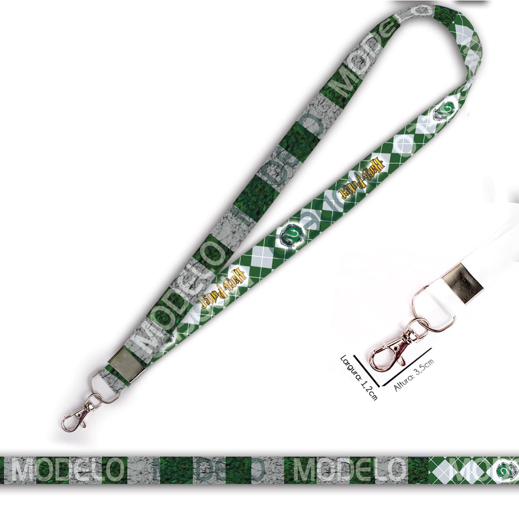 Cordão personalizado Harry Potter Sonserina para crachá ou chaveiro com Mosquete