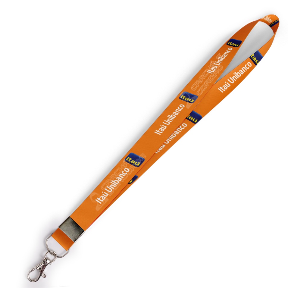 Cordão personalizado Itaú Unibanco para crachá ou chaveiro com Mosquete