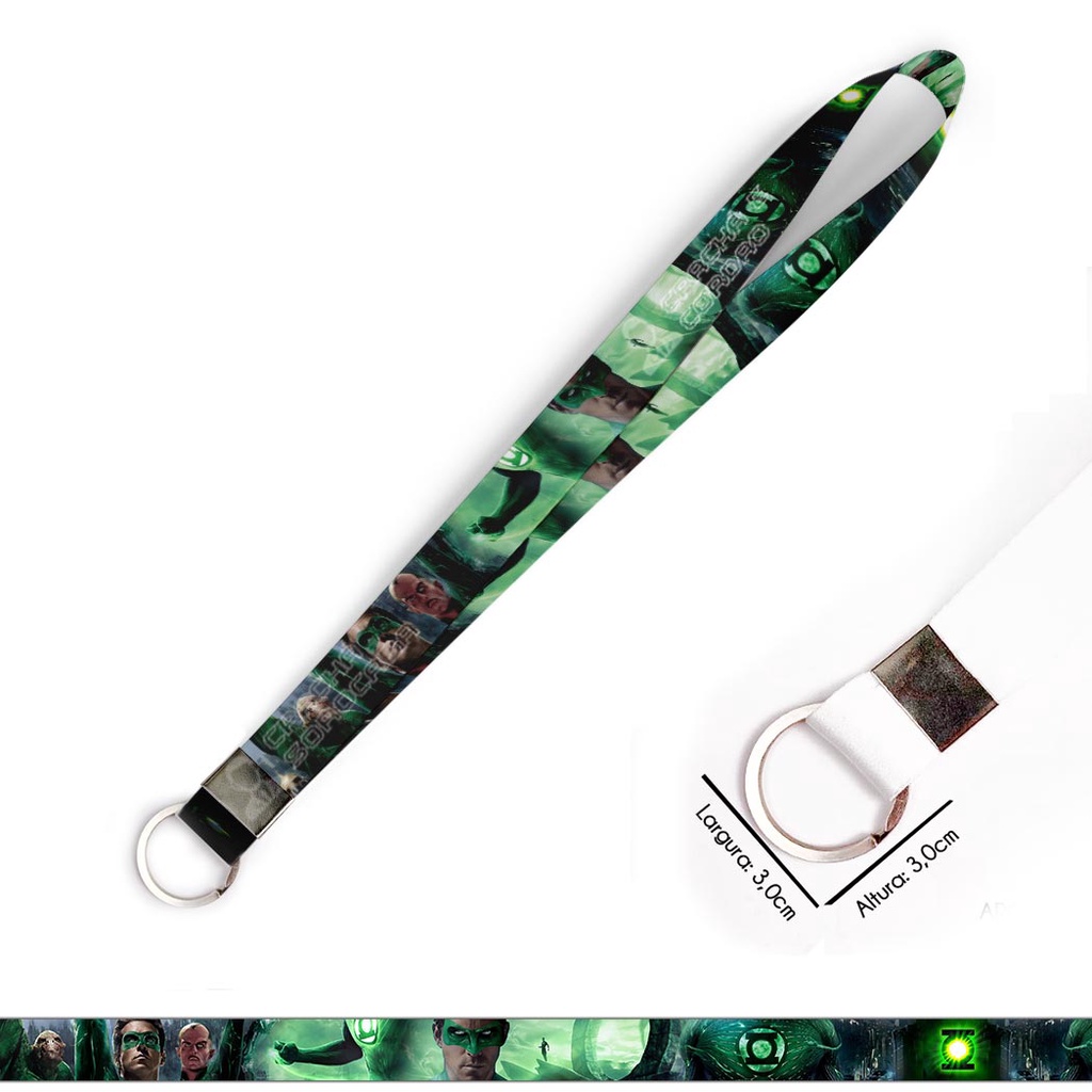 Cordão personalizado Lanterna Verde para crachá ou chaveiro com Argola
