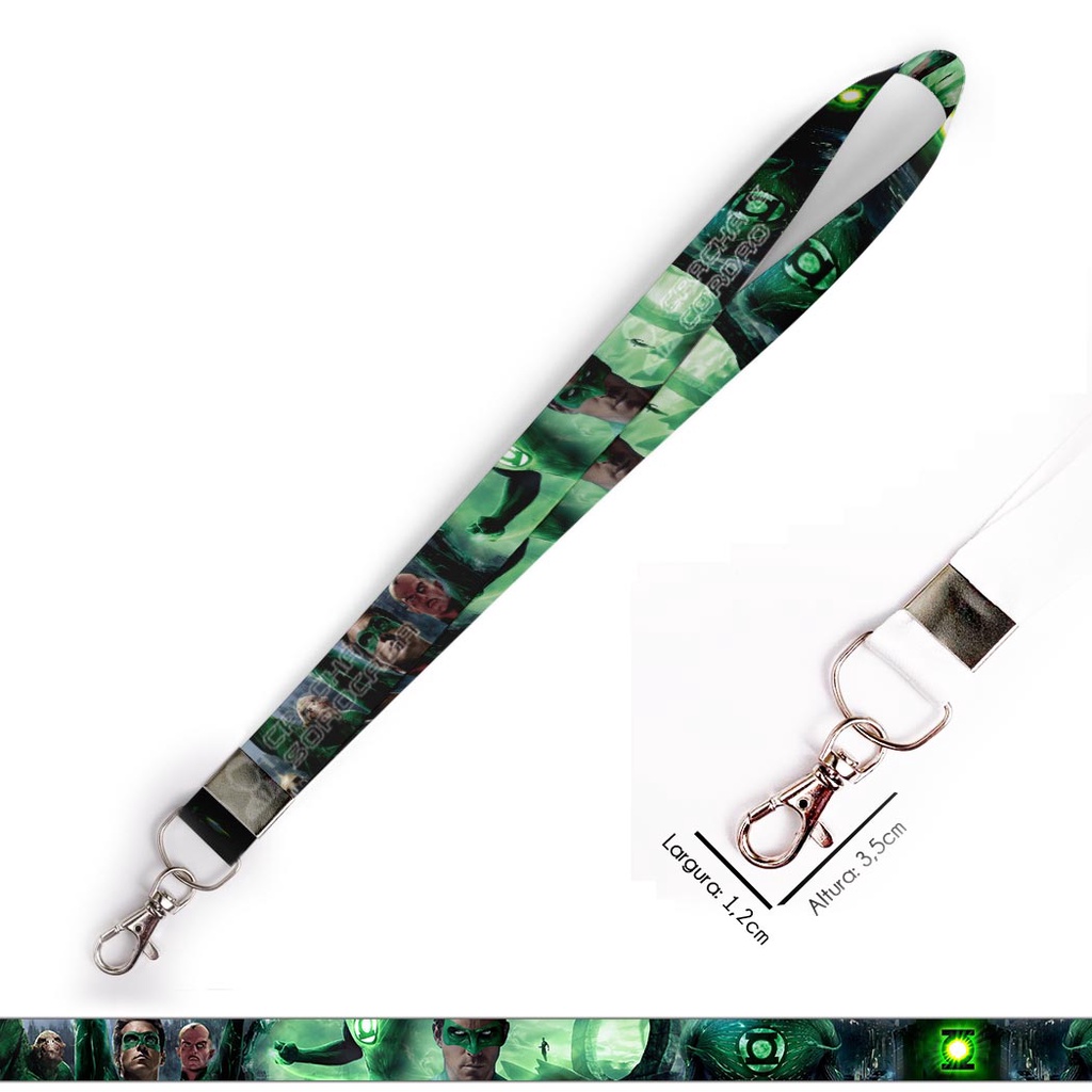 Cordão personalizado Lanterna Verde para crachá ou chaveiro com Mosquete