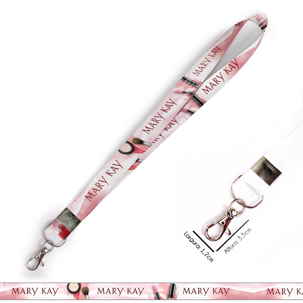Cordão personalizado mary kay para crachá ou chaveiro com Mosquete