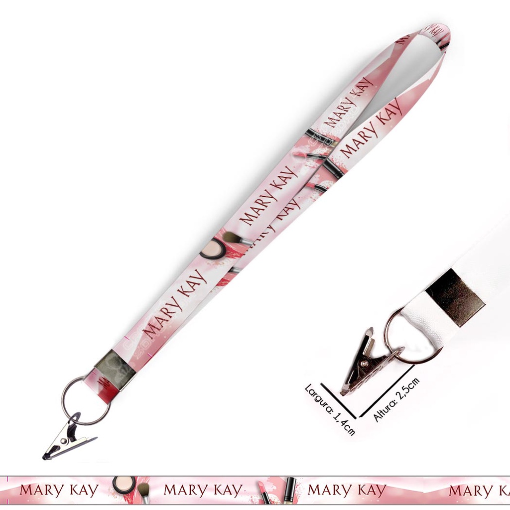 Cordão personalizado mary kay para crachá ou chaveiro com Jacaré