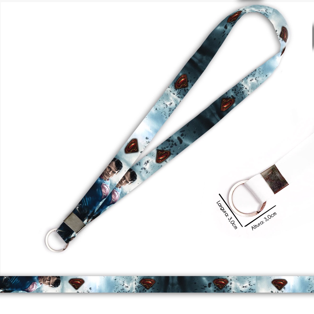 Cordão personalizado Superman O Filme para crachá ou chaveiro com Argola