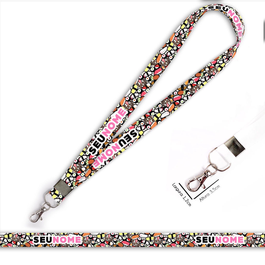 Cordão personalizado SUSHI SUSHIMAN para crachá ou chaveiro com Mosquete