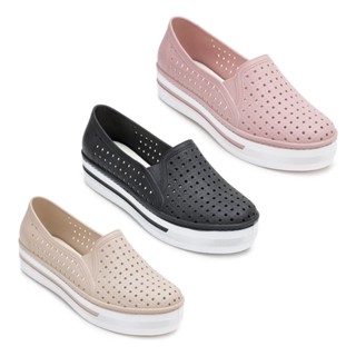 Tênis Feminino Sola Alta Slip On Flat Form Preto Rosa Nude Branco E Azul