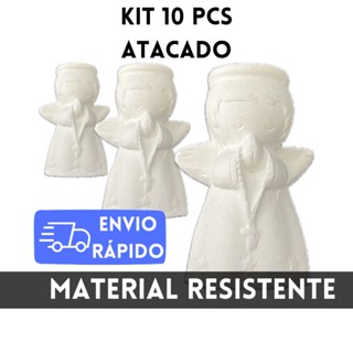 Kit 10un Mini Anjo Da Guarda Em Gesso Cru 7cm Para Personalizar Delicado Arte Sacra