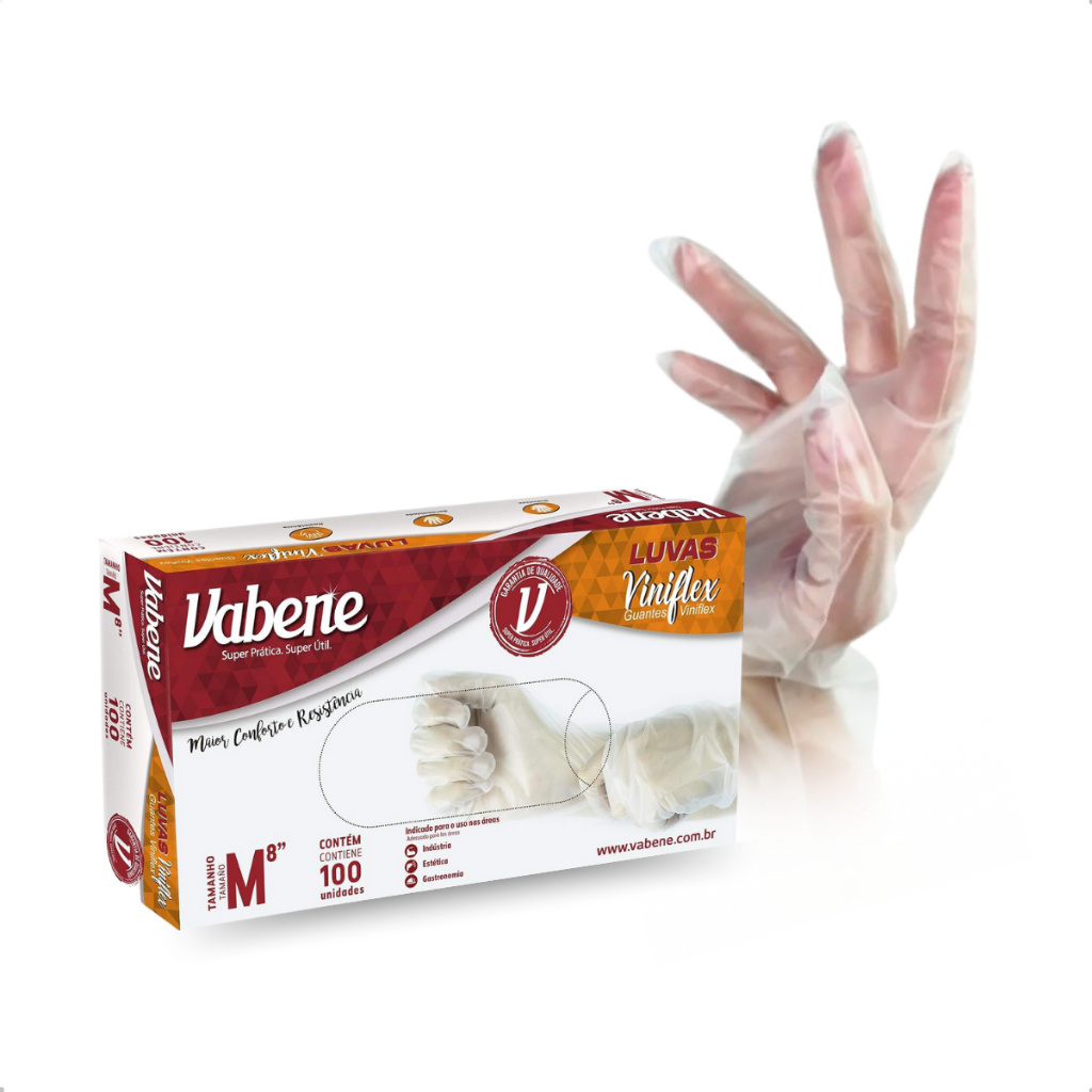 Luva Viniflex Descartável Sem Pó C/ 100 Unid