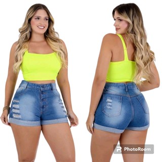 Short Jeans Feminino Curto Detonado, Brazil Modas