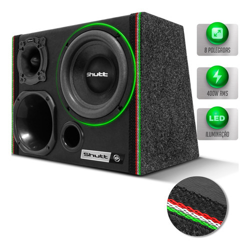Caixa De Som Trio Shutt Subwoofer 8 Pol 400w Led Bate Forte em Oferta na Shopee