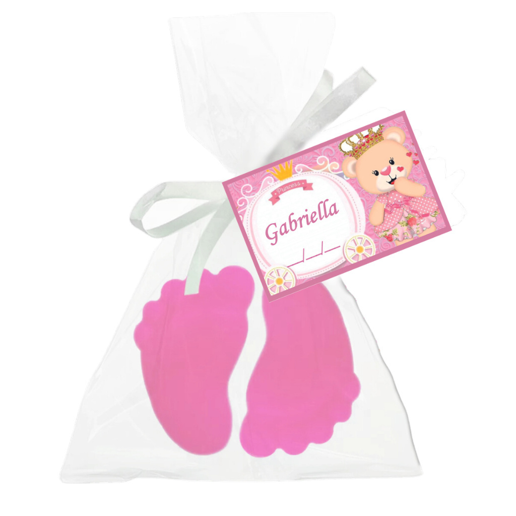 kit 50 Mini pezinhos (25 pares) lembrancinha Lembrancinha Chá de Bebe Menina: Sabonetes Perfumados 