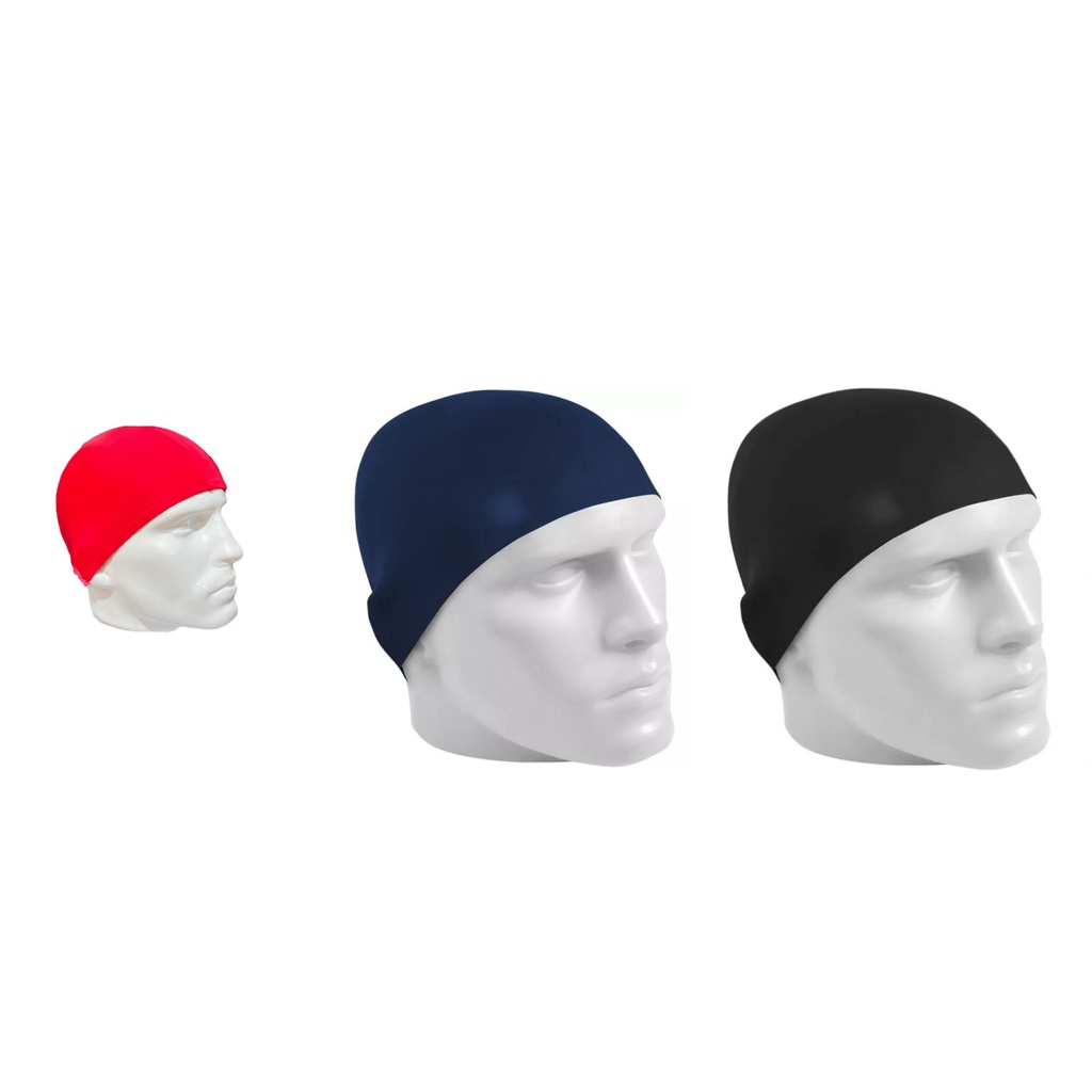 kit 3 toucas de natação lycra praia piscina