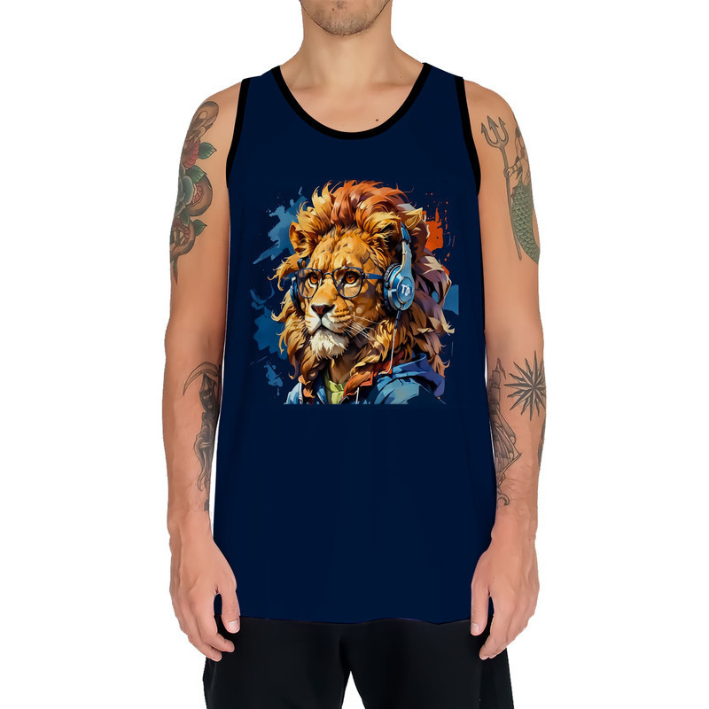 Camiseta Regata Tshirt Personalizada Animais Modernos Tumblr Óculos Leões Felinos