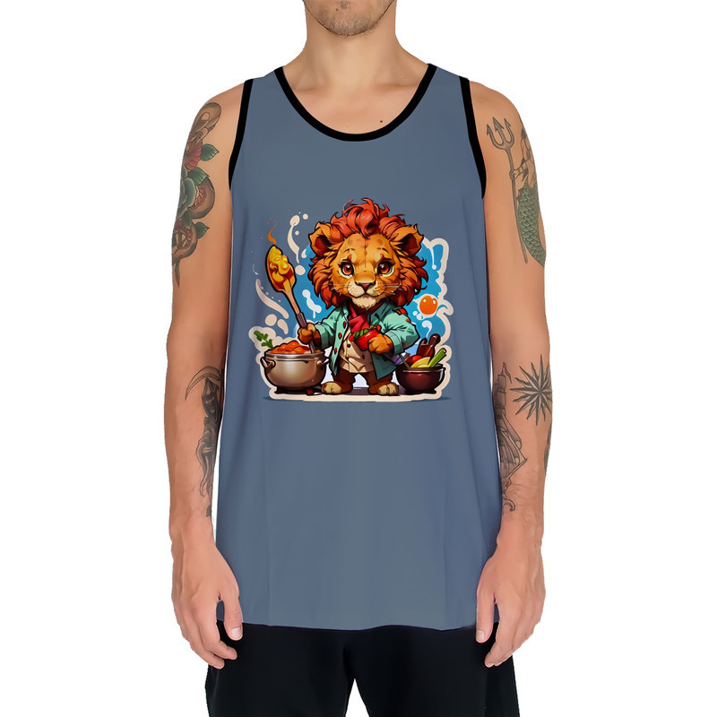 Camiseta Regata Tshirt Personalizada Animais Cozinheiros Chefe Leão Cozinha
