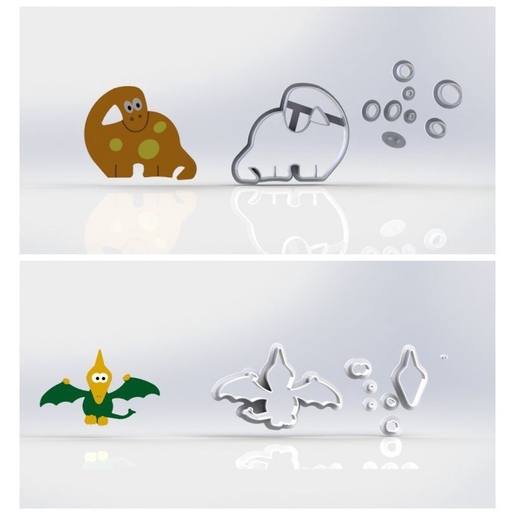 Cortador Kit Dinossauros Baby 2 Modelos Modulares Dinotrem