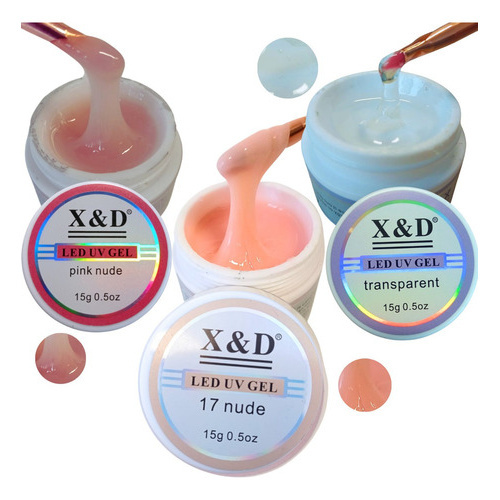 Kit 3 Gel X&d Alongamento Unha Profissional Base Manicure Cor Sortido