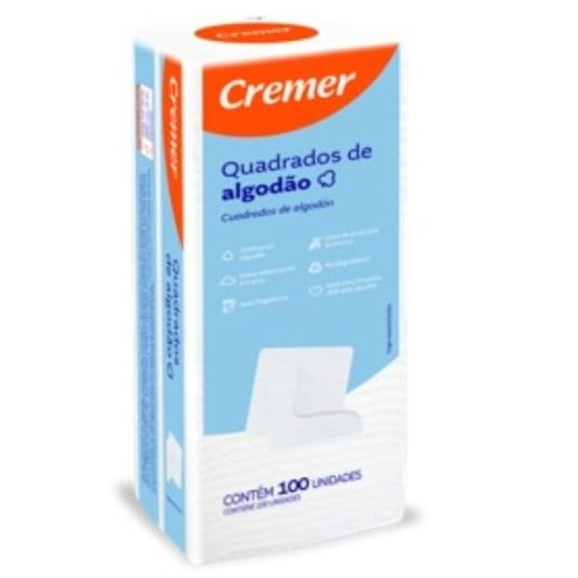 Algodão Quadrado Cremer MAXI 100 Unidades
