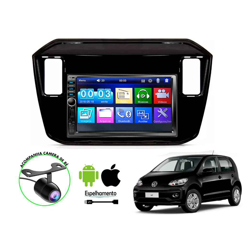 Central Multimidia Volkswagen UP 17 a 20 Com Moldura e Camera