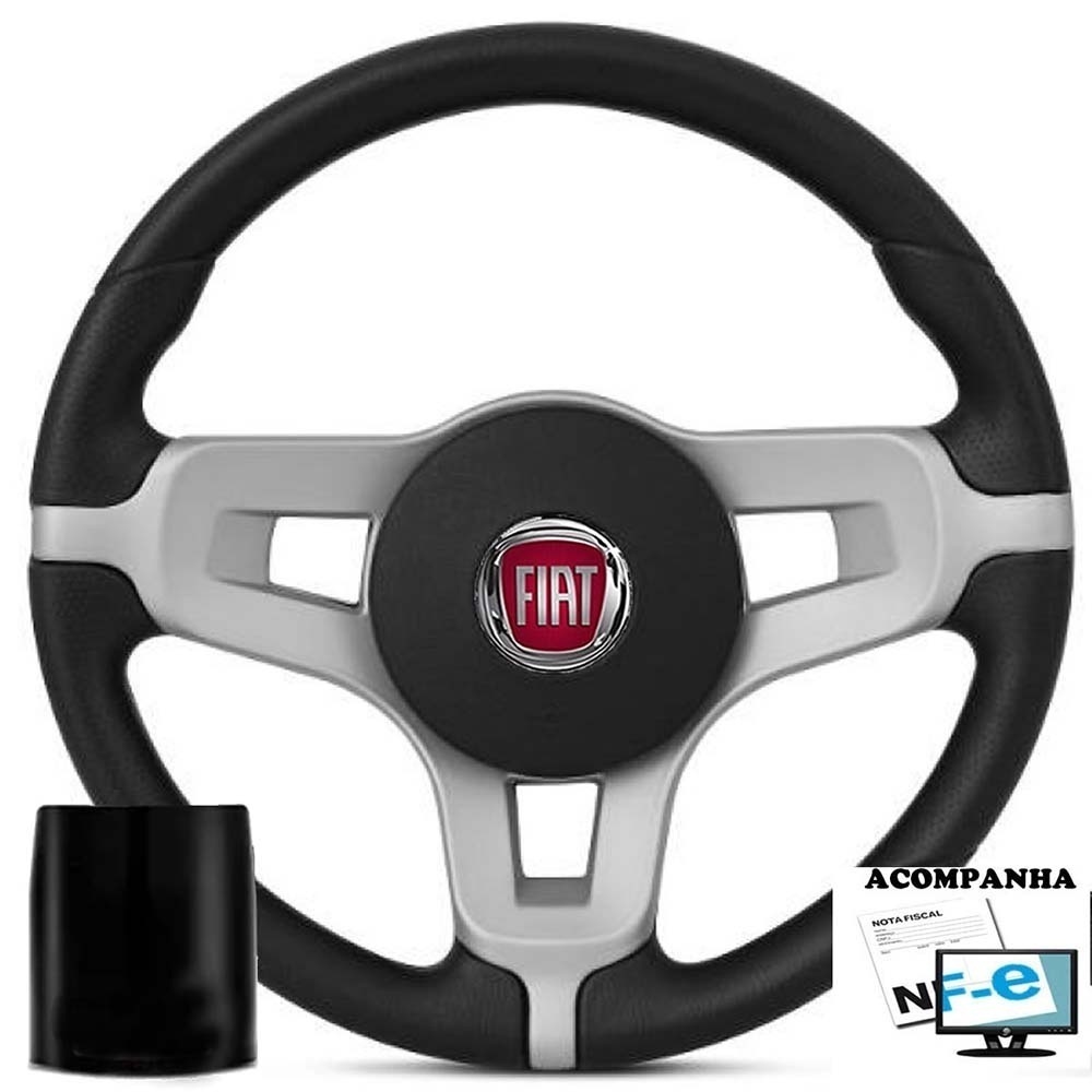 Volante Esportivo Uno 95-01 Elba 95-96 Fiorino 95-01 Buzina Central Mustang Fiat Tempra Cubo E Logo em Oferta na Shopee