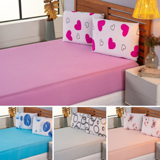 Kit 3 Peças Lençol Queen Jogo Malha 100% Algodão C/ Elástico - Estampado 1,58x1,98x0,30cm Promoção Lançamento
